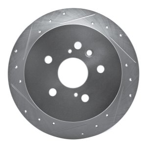 Lexus RX330 Brake Rotor (1) - Rear Left - R1 Concepts - Drilled & Slotted - Silver - `04-`09
